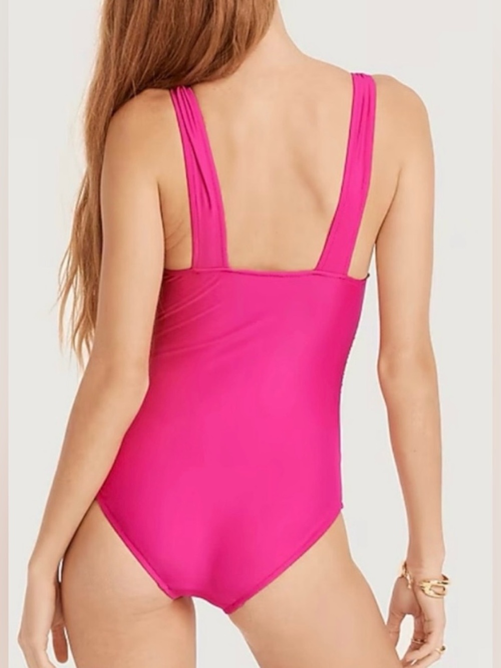 J.Crew ruched V-neck one-piece in radiant Fuschia - Picture 5 of 14
